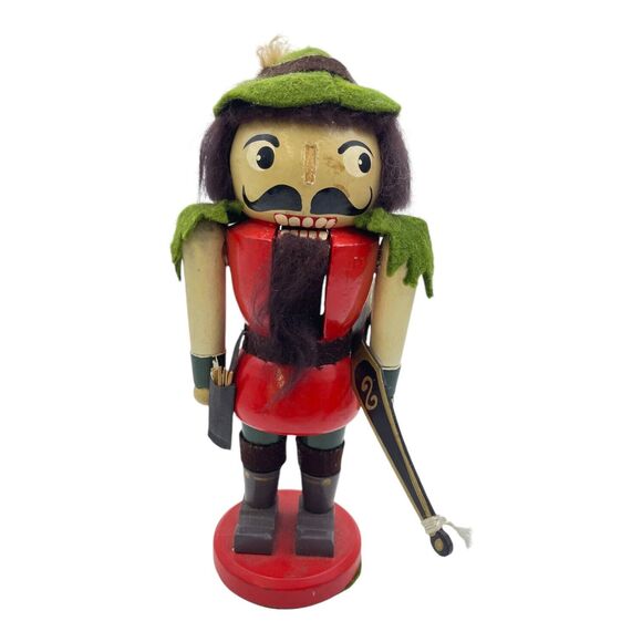 Vintage Christmas Nutcracker Woodsman Archer Hunter Wooden Figure 10"